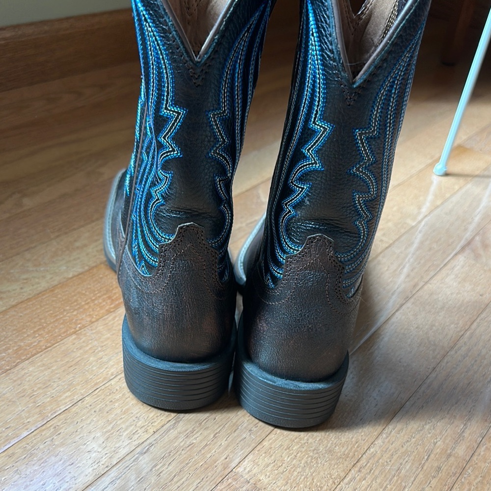 Ariat Brown and Blue Western Cowboy Boots cowboy arena leather boots 8.5 - Picture 8 of 12